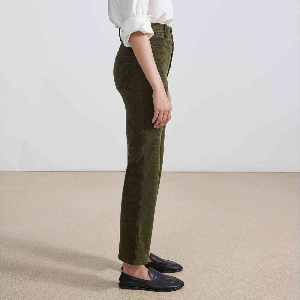 Apiece Apart Slim Marson Corduroy Pants Olive Green Ankle Cropped Granola Size 0 - Picture 2 of 12
